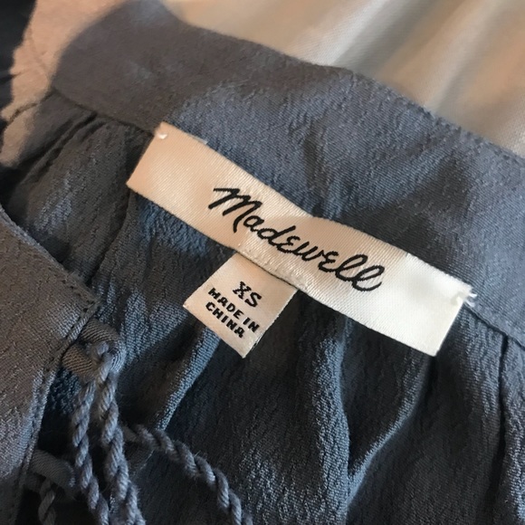 Madewell Lace Up Peasant Long Sleeve Blouse Top - Picture 6 of 7